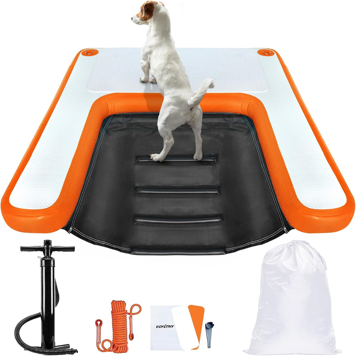 VOFiTNY Premium Inflatable Dog Pool Ramp - Sunburst Orange Secondary image