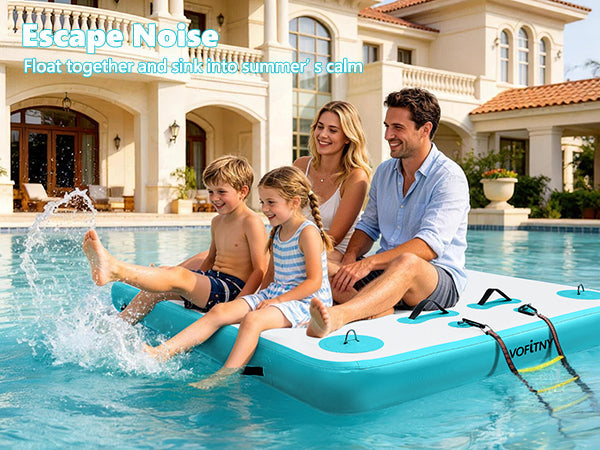 VOFiTNY two in one floating dock lounge family water recreation scene