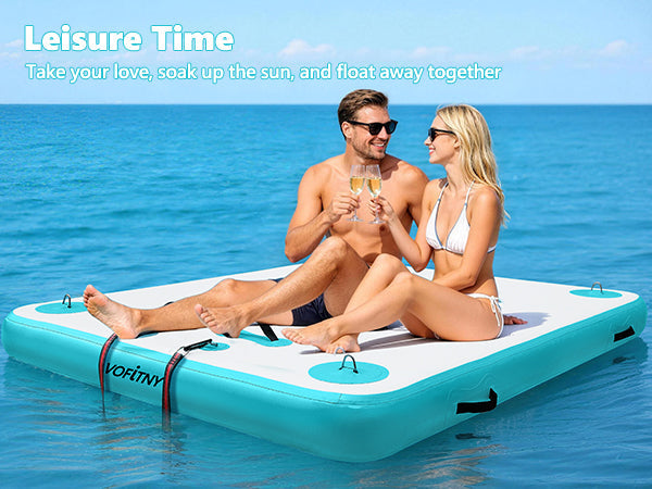 VOFiTNY two in one floating dock lounge swimming platform scene
